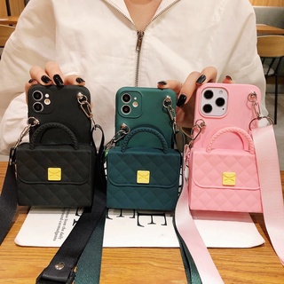 ปลอกสำหรับ Samsung Galaxy A11 A21 A10 A20 A30 A70 A50 A71 A51 A80 M31S A42 Fashion Hand Carry Sling Back Phone Cover Case with Lipstick Card Key Wallet