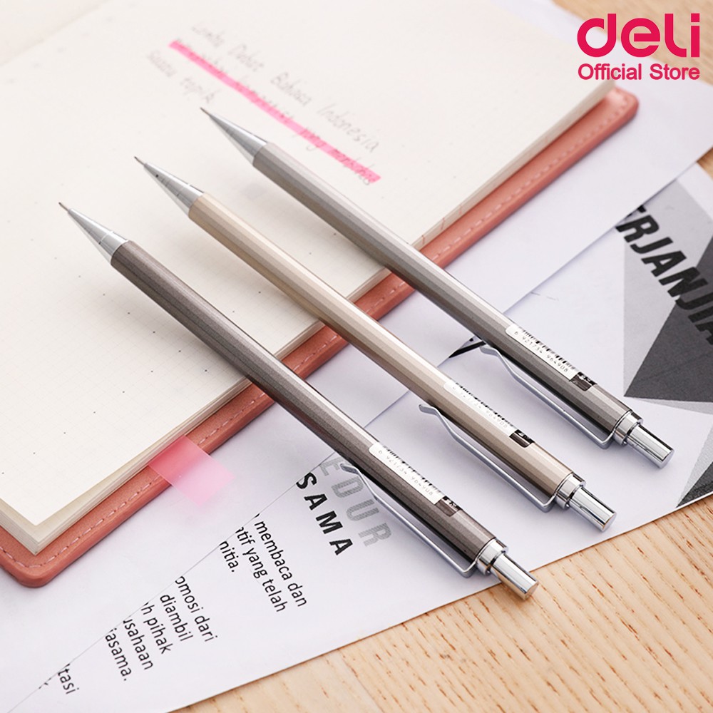 deli-6490-mechanical-pencil-ดินสอกดด้ามเหล็ก-2b-ขนาด-0-5mm-คละสี-1-แท่ง-ผลิตจากวัสดุคุณภาพดี-ดินสอ-ดินสอกด-เครื่องเขียน