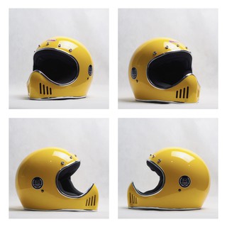 หมวกกันน๊อควินเทจX-bone - Yellow colors with chrome trim : สีเหลือง ขอบโคเมี่ยม (PRO.)