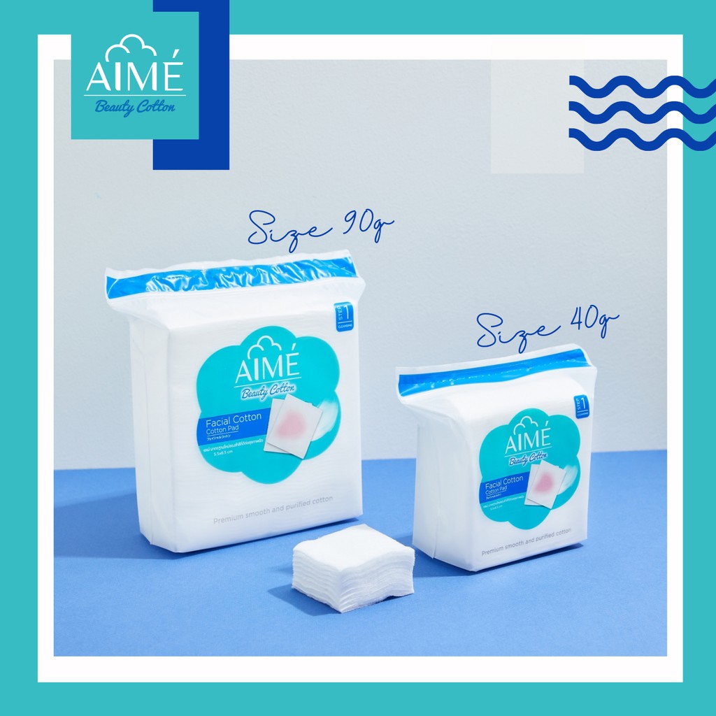 aime-cotton-pad-40g-เอเม่-สำลีแผ่นทำความสะอาดผิวหน้าห่อเล็ก-24-ห่อ