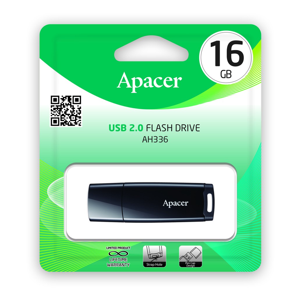 ภาพหน้าปกสินค้าApacer AH336 USB2.0 แฟลชไดร์ฟ 16GB สีดำ (Apacer AP16GAH336B-1)