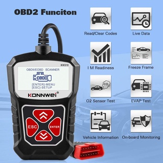 Kw310 OBD2 เครื่องสแกนเนอร์ OBDII 10 โหมด สําหรับรถยนต์ทุกรุ่น 1996