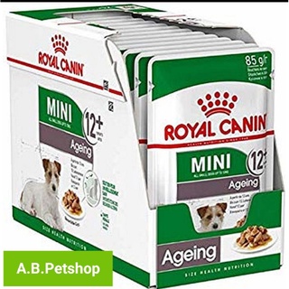 Royal Canin Mini Ageing 12+  pouch อาหารเปียกสุนัขสูงวัย ขนาดเล็ก อายุ 12 ปีขึ้นไป (ยกกล่อง x12ซอง)