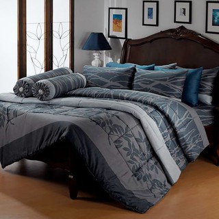 PREMIER SATIN ผ้าปูที่นอน รุ่น ROYAL PRINT 360T ขนาด 6 ฟุต (ชุด 3 ชิ้น) สีน้ำเงิน ชุดเครื่องนอน