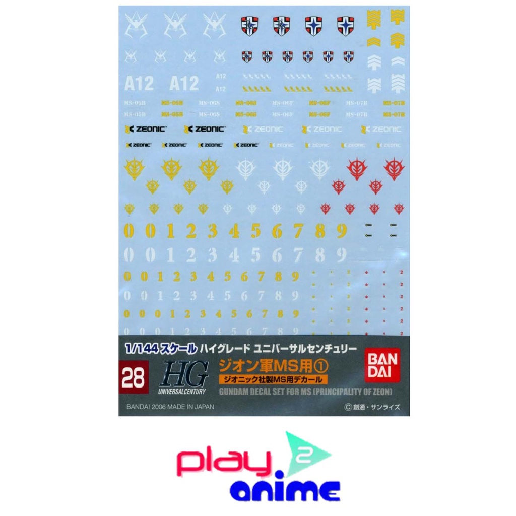 Bandai GUNDAM DECAL 28 HGUC MULTIUSE ZEON MS 1 Shopee Thailand