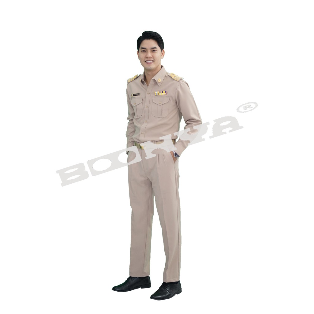 ภาพหน้าปกสินค้าเสื้อข้าราชการผู้ชาย แขนยาว สีกากี ตรา BOONYA จากร้าน boonwat_shop บน Shopee