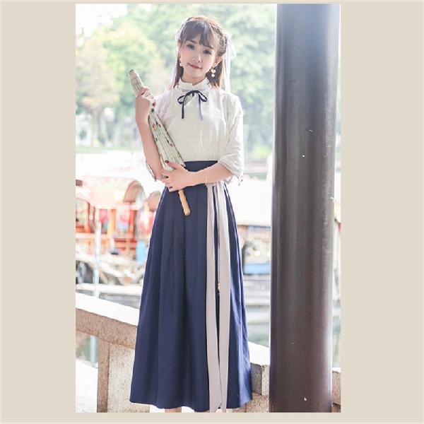 ready-stock-ชุดสตรีสไตล์ชาติพันธุ์ทุกวัน-hanfu-นักเรียนสาธารณรัฐจีนปรับปรุงกระโปรงเอวฮันซูชุดนักเรียนสไตล์จีน