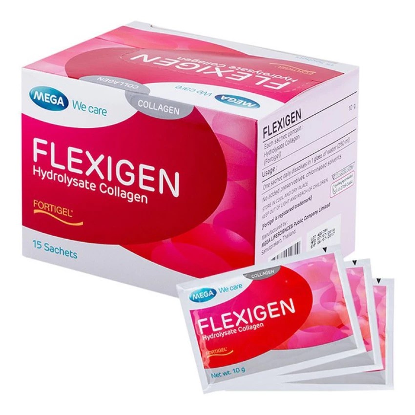 รูปภาพของMega We Care Flexigen Hydrolysate Collagen เมก้า วีแคร์ คอลลาเจน ลดอาการปวดข้อ บำรุงกระดูก จำนวน 15 ซอง 09713ลองเช็คราคา
