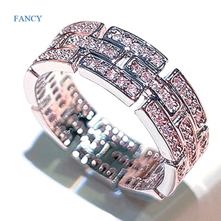 Fancyqube แหวนหมั้น แหวนแต่งงาน ประดับเพทาย ลูกบาศก์ สีเงิน สร้างสรรค์ สําหรับผู้หญิง