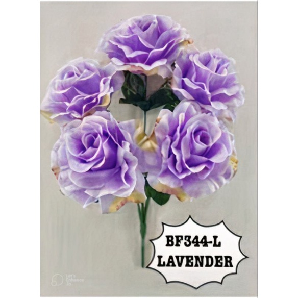 ถูกที่สุด-พร้อมส่ง-ดอกไม้ปลอม-ดอกกุหลาบปลอม-ดอกควีนโรสบูช-5-ดอก-ขนาดดอก-12-8-เซนติเมตร-สูง-42-เซนติเมตร