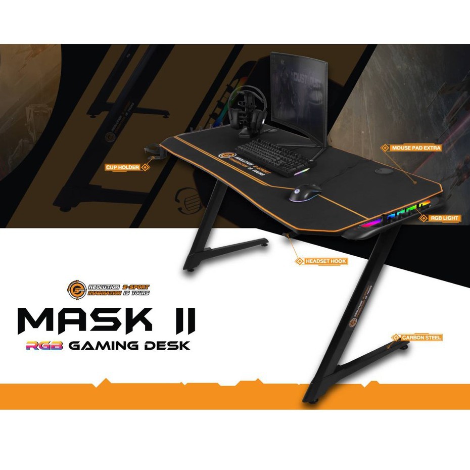 ภาพสินค้าNeolution E-Sport MASK II, MASK AL IMAGINATION Gaming Desk โต๊ะเกมมิ่ง พร้อมไฟ RGB ประกัน 1ปี จากร้าน hpbyiqink บน Shopee ภาพที่ 3