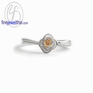 Finejewelthai-แหวนบุษราคัม-บุษราคัม-แหวนพลอย-แหวนประจำเดือนเกิด-Yellow Sapphire-Silver-Ring-Birthstone-R1375yl