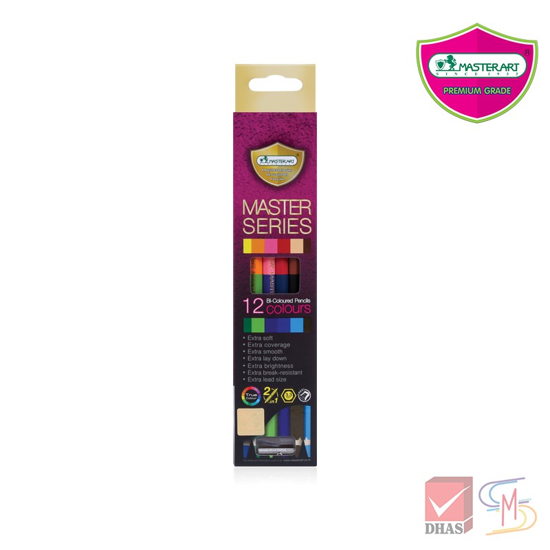 ราคาและรีวิวMaster Art มาสเตอร์อาร์ต สีไม้ ดินสอสี 2 หัว 12 สี มาสเตอร์ซีรีย์