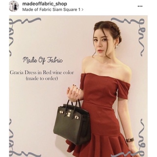 dress mof ป้าย feelfasion  sz.m แดงเข้ม ผ้ามีน้ำหนัก