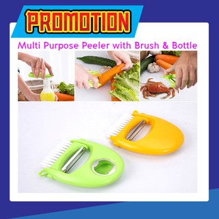 Multi-purpose Peeler with brush and bottle เครื่องตัดเครื่องปอกมันฝรั่งผักผลไม้ turnip ที่เปิดกระป๋อง มีดปอกผลไม้ T0530