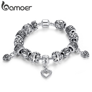 Bamoer Bracelet with Black Glass Beads Fashion Jewellery Gifts For Women PA1431