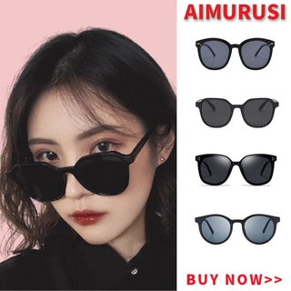 (Aimurusi) COD พร้อมสต็อกแว่นตากันแดดทรงกลมสีดำสไตล์เกาหลีแว่นตาย้อนยุคคลาสสิกป้องกันรังสียูวี
