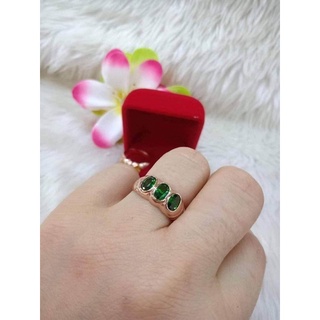 แหวนข้อมะขาม#แหวนหัวพลอยสีเขียว#แหวนเศษนากแท้100%