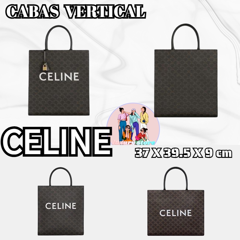 เซลิน-celine-cabas-vertical-โลโก้พิมพ์แนวตั้งกระเป๋าถือ-กระเป๋าผู้ชาย-กระเป๋าถือ-ใหม่ล่าสุด-คลาสสิก