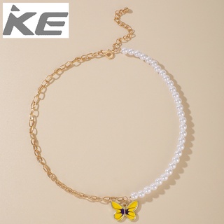 Japan and South Korea simple temperament pearl necklace butterfly drop pendant single necklace