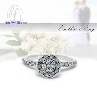 Finejewelthai-แหวนเพชร-แหวนเงิน-เพชรสังเคราะห์-เงินแท้ 925-แหวนหมั้น-แหวนแต่งงาน-Diamond Cz-silver-wedding-ring -R1295cz