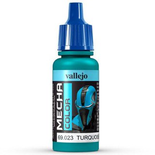 Vallejo MECHA COLOR 69.023 Turquoise สีสูตรน้ำ ไม่มีกลิ่น ใช้งานง่าย ใช้พู่กัน หรือ AirBruhs ได้ทั้งหมดเนื้อสีเนียน.