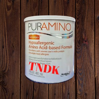 สินค้า Puramino PWD 400G เพอร์อะมิโน สำหรับ แพ้โปรตีนนมวัว และ โปรตีนจากอาหาร​ อย่างรุนแรง​(กระป๋อง 400 กรัม)​