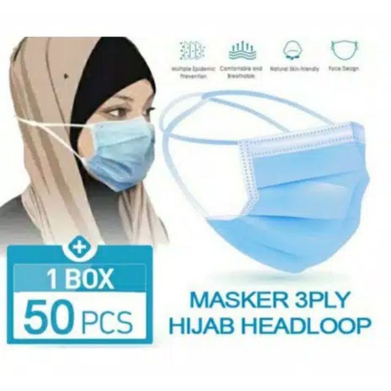 หน้ากากฮิญาบ 3ply Headloop และ Earloop Ori สําหรับผ่าตัดเสื้อ | Shopee ...