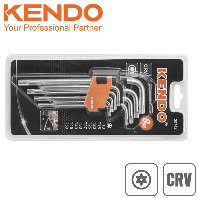 kendo-20741-ประแจท๊อกซ์หกเหลี่ยม-ตัวแอล-ขาวสั้น-9-ตัวชุด-ขนาด-t10-t15-t20-t25-t27-t30-t40-t45-t50