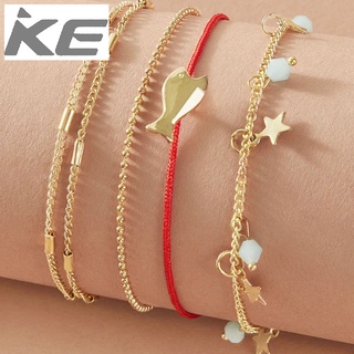 ebey popular jewelry gold small fish anklet 3-piece set creative five-pointed star anklet set