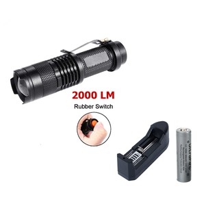 ไฟฉาย +ถ่านชาร์จ Mini penlight 2000LM Waterproof LED Flashlight Torch 3 Modes zoomable +14500 Battery +Charger