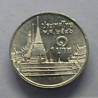 เหรียญ หมุนเวียน 1 บาท หลังวัดพระศรืๆ 2546 ไม่ผ่านใช้ unc ตัวติดลำดับ 6