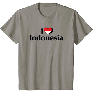 เสื้อยืดผ้าฝ้ายพรีเมี่ยม เสื้อยืด พิมพ์ลายธงหัวใจ สีแดง สไตล์อินโดนีเซีย