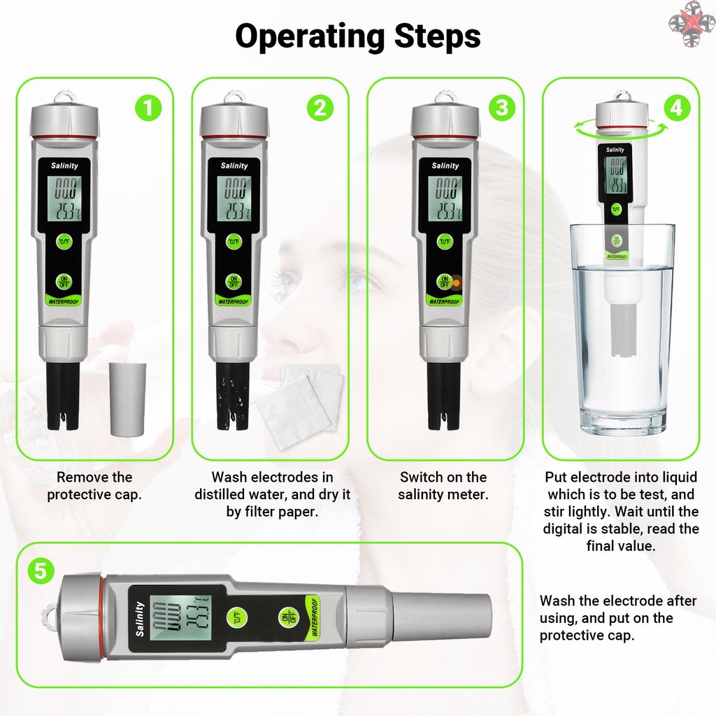 Salinometer ปากกาทดสอบความเค็มความเค็ม 2-in-1 และเครื่องวัดอุณหภูมิแบบ ...