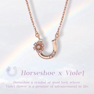 A.CEMI Horseshoe Flower Necklace สร้อยคอเงินแท้ ชุบทอง 18K โรสโกลว์