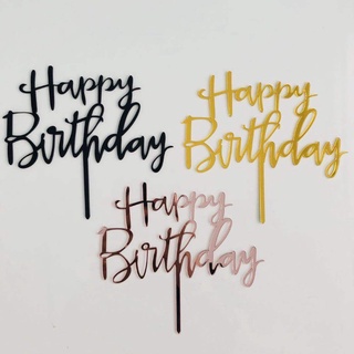 [พร้อมส่ง] การ์ดอะคริลิค ลายตัวอักษรภาษาอังกฤษ happy birthday หลากสี สําหรับตกแต่งเค้กวันเกิด