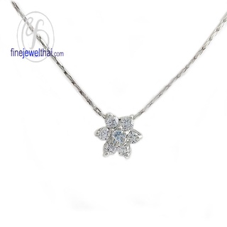 Finejewelthai-จี้อะความารีน-จี้เพชรCZ-จี้พลอย-พลอยประจำเดือนเกิด-Aquamarine-Silver-Pendant-Birthstone-P1023aq00_2