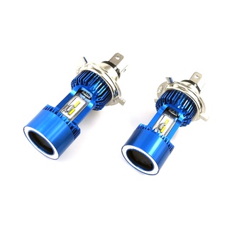 1pcs Hi-Low Beam H4 Motorcycle Headlight EMC Blue/Red Angle Eye Lamp LED Motor Headlamp Super Bright Auto Scooter Light