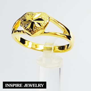 สินค้า Inspire Jewelry ,แหวนทองตอกลายรููปหัวใจ  แบบร้านทอง  พร้อมถุงกำมะหยี่
