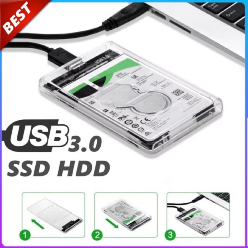 ราคาและรีวิว2.5-Inch SATA 3.0 To USB 3.1 UASP Type C Hard Drive Disk Box HDD External Enclosure SATAHDD And SSD -Trans กล่องพร้อมสาย