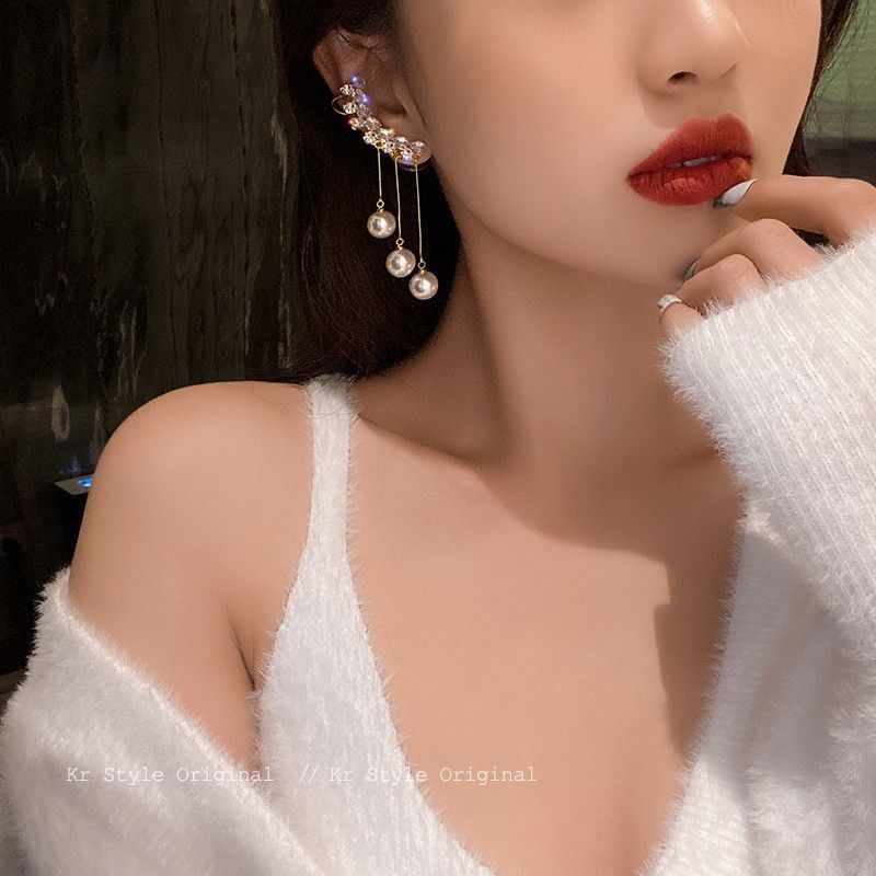 ใหม่-ต่างหู-ประดับมุก-เพทาย-หรูหรา-แฟชั่น-สําหรับผู้หญิง