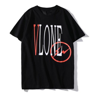 เสื้อยืดแขนสั้นพิมพ์ลาย Vlone แฟชั่น Unisex