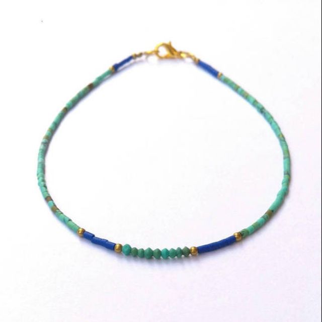 กำไลข้อเท้าหินลาพิสลาซูลี่-เทอร์คอยส์-สร้อยข้อเท้าหินธรรมชาติ-lapis-lazuli-amp-turquoise-anklet