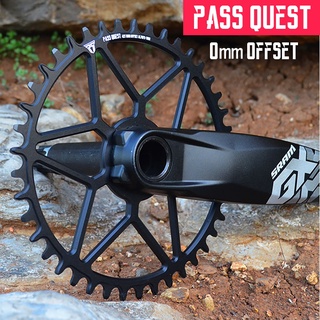 PASS QUEST ใบจานหน้าจักรยาน GXP กลม ระยะการเยื้อง 0 มม. 24T-44T MTB วงล้อแคบกว้าง สำหรับ SRAM XX1, XX1 Eagle, X01, X01 Eagle, GX Eagle, X1-1400, GX-1400, X0, X9, S1400