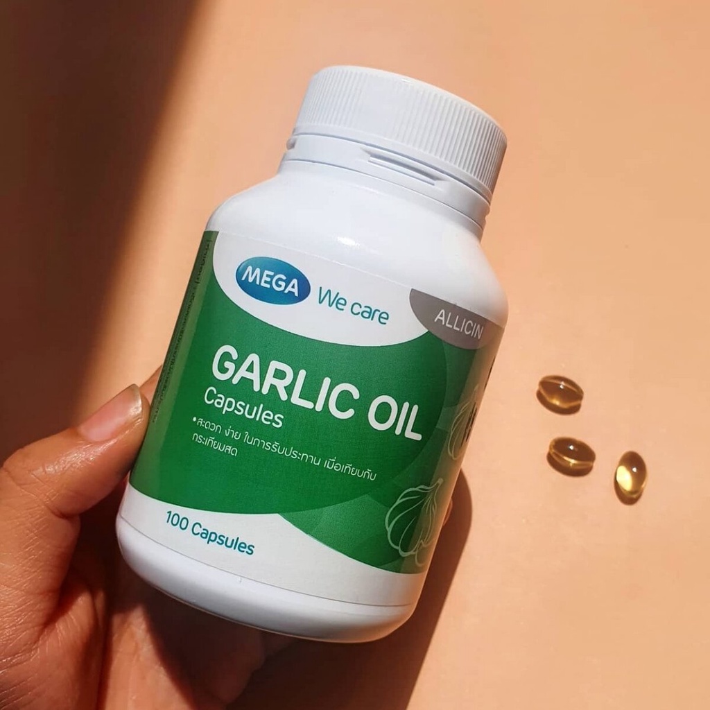 mega-garlic-oil-100-แคปซูล-น้ำมันกระเทียม-บำรุงร่างกาย-เสริมถูมิต้านทาน-ลดคลอเรสเตอรอล