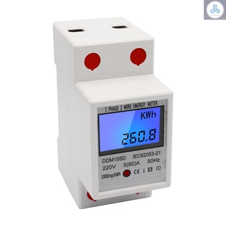 เครื่องวัดพลังงานเฟสเดี่ยว Din-Rail Meter 5-80A 220V 50Hz พร้อมหน้าจอ Lcd พร้อมหน้าจอ Lcd Ddm15Sd