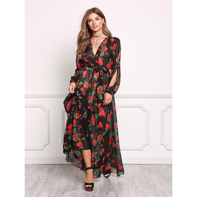 floral-maxi-dress-หรูหราและมีสไตล์-นำเข้า