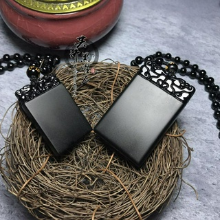 Obsidianธรรมชาติคู่เงียบไม่มีอะไรจี้ผู้ชายและผู้หญิงสร้อยคอตารางวิญญาณชั่วร้ายต่อต้านคนร้ายการ์ดขนส่งเครื่องประดับ