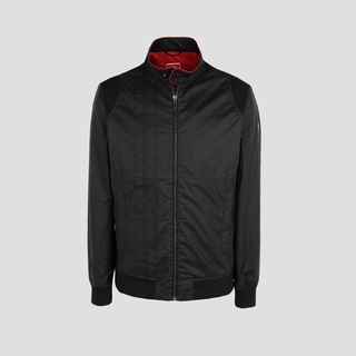 FERRARI เฟอร์รารี่ เสื้อแจ็คเก็ต รุ่น MEN SELF FABRIC TAPE HYBRID LEATHER BOMBER BLK S