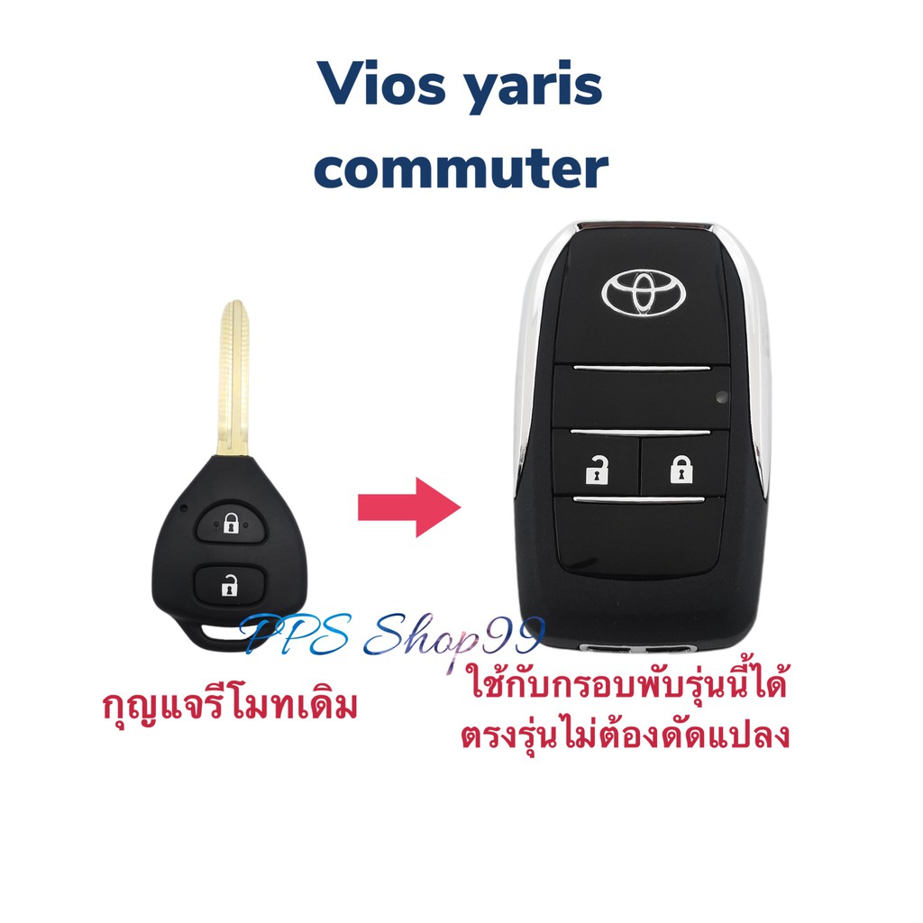 ภาพหน้าปกสินค้ากรอบกุญแจ Toyota vios yaris vigo altis commuter แบบพับเก็บก้านได้ ตรงรุ่น จากร้าน ppschueatapon บน Shopee